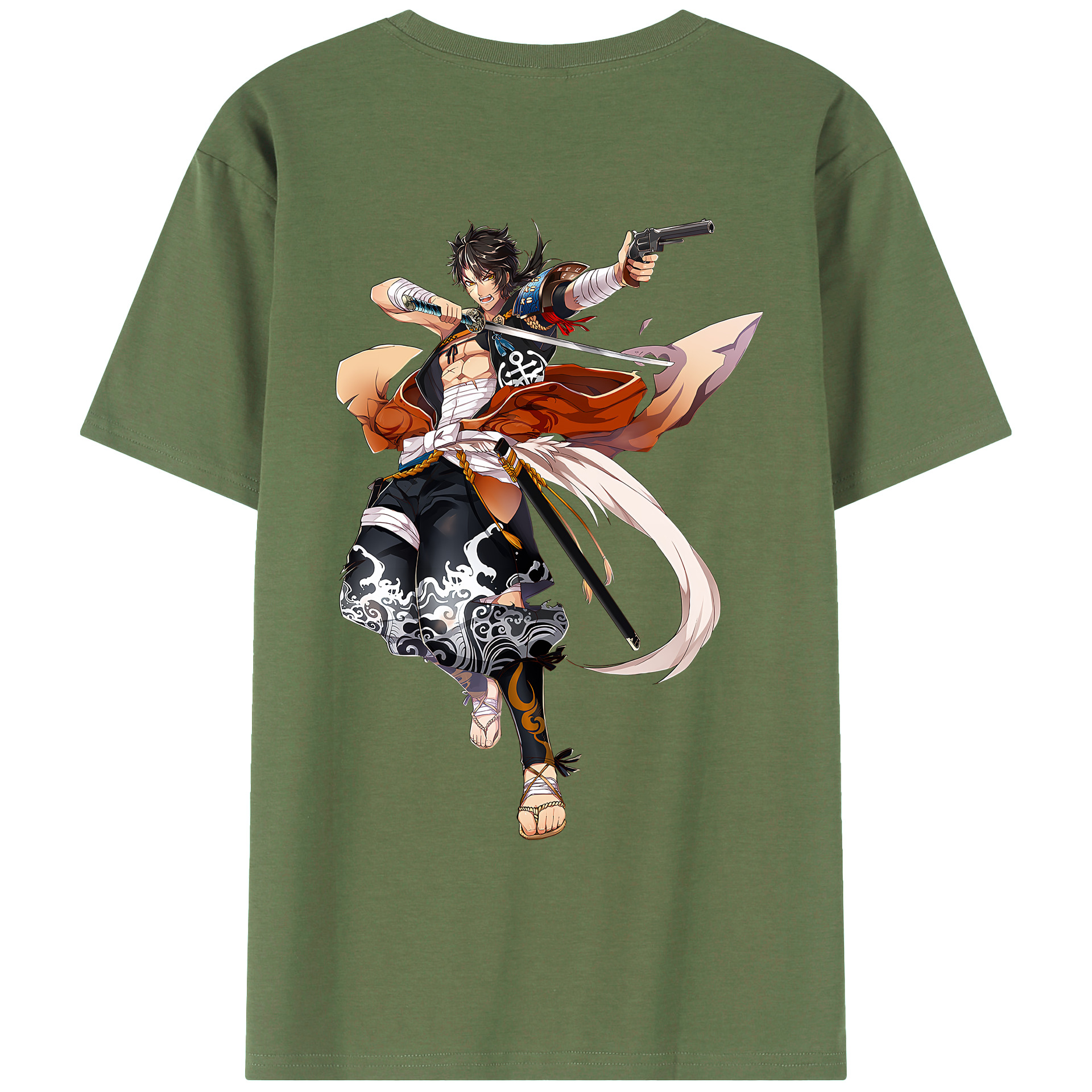 刀剣乱舞 Touken Ranbu 綿100％ メンズ半袖Tシャツ（バックプリント） 通気性